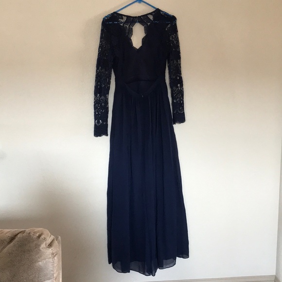Navy Blue Long Sleeve Lace Maxi | Poshmark